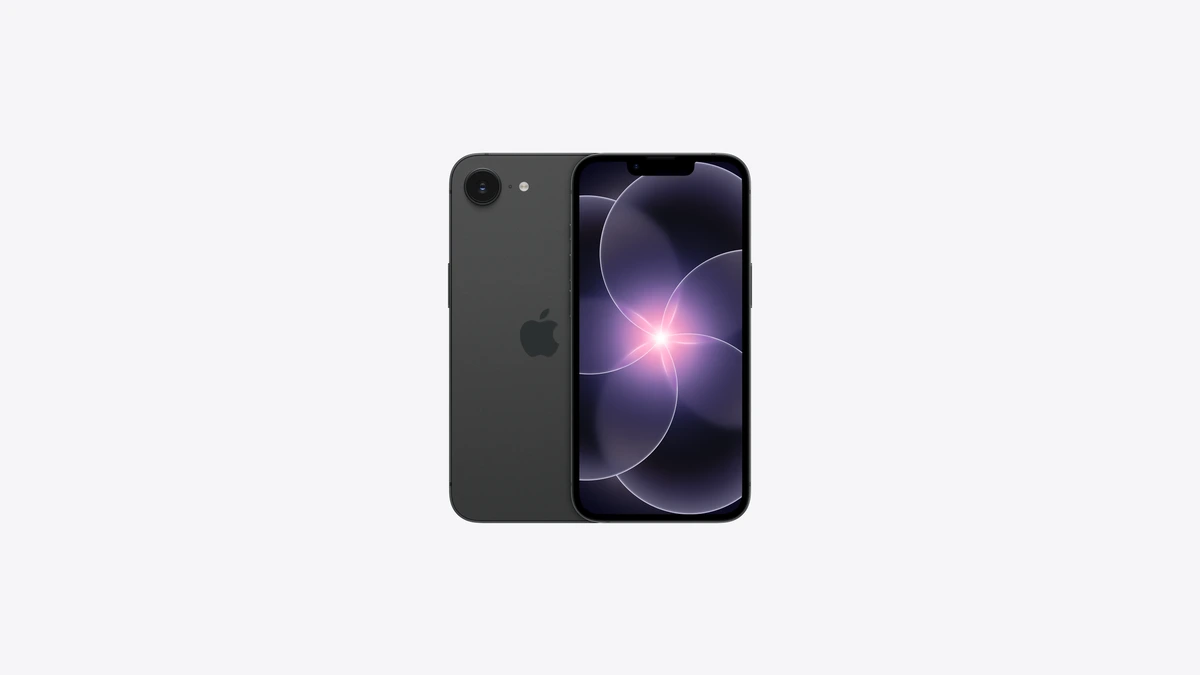 apple-iphone-17e-cerna Apple iPhone 17e – černá, pohled zepředu a zezadu